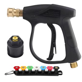 CLIUNT High Pressure Washer Gun 4350PSI, Short Jet Wash Gun with 7 Water Nozzle Tip, M22 14MM Fitting Hose Connector, 1/4'' Quick Connector for Karcher K1-K7 Pressure Washer