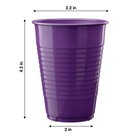 Exquisite Party Solids Purple Plastic Cups - 12 oz, 600 Pack