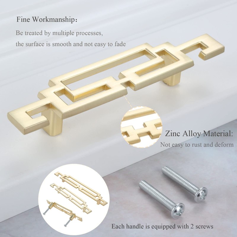 5pcs 128mm Handles for Chest of Drawers Gold, Pull Handles