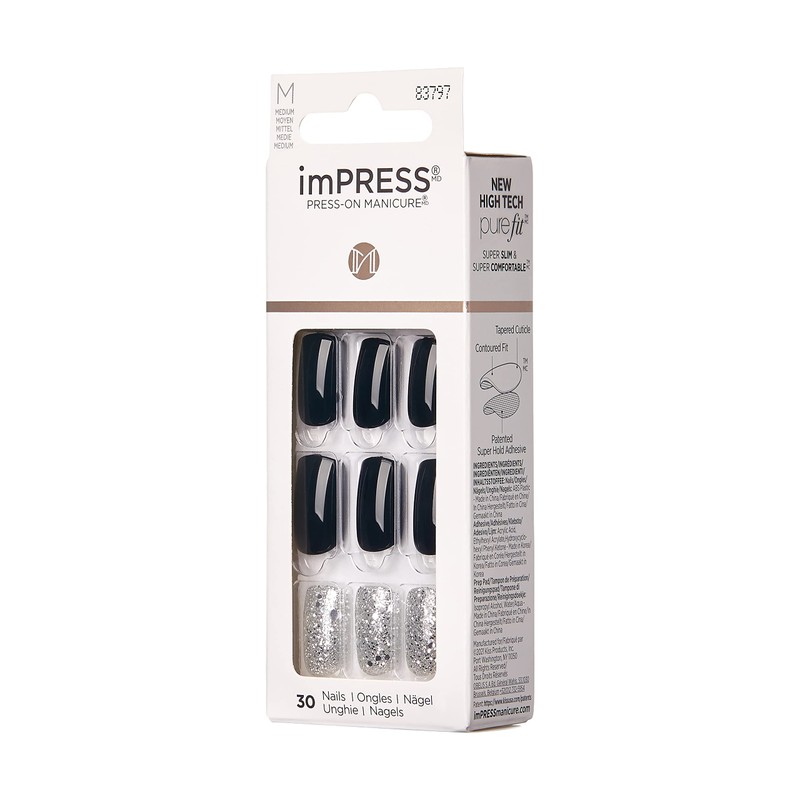 KISS imPRESS Press-On Manicure Destiny Medium Length Square with PureFit
