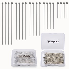 MICROAMOY 100pcs Silver Filled Ball Pins Non Tarnish Craft Earring Bracelet Jewelry Making Accessories Supplies (70mm (2.75in), Silver-Ball Pin)