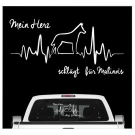 siviwonder Malinois Belgian Mali Sticker Car Heart Heartbeat Dog Sticker Dog Foil Colour White Size 20 cm
