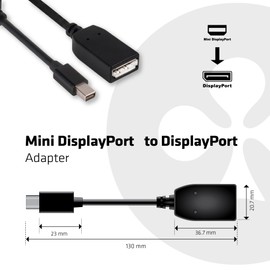 Club3D UltraAV Mini DisplayPort to DisplayPort Adapter Cable (CAC-1110), Black