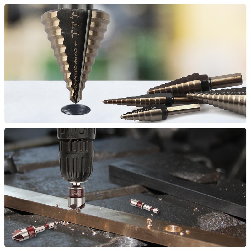 Rocaris 5 Pack Step Drill Bit & 5 Pack Countersink