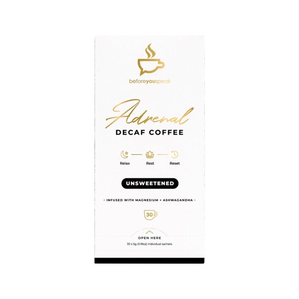 Before You Speak Adrenal Decaf Coffee Unsweetened, 5g x 30 Pack