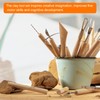 HARFINGTON 6pcs Clay Sculpting Tools Wooden Handle Stainless Steel Double