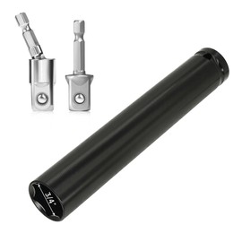 Swozzto 3/4" (19mm) Truck Cage Bolt Socket,Hollow Socket with 360° Rotatable 1/2" Impact Grade Socket Adapter,Extra Long Deep with 1/4" Hex Shank,for Truck Air Brake Bolt Installation and Removal