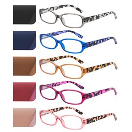 JOLISU 5-Pack Reading Glasses for Women - Readers for Women, Spring Hinges, Sturdy and Durable, Blue Light Protection (0.0)