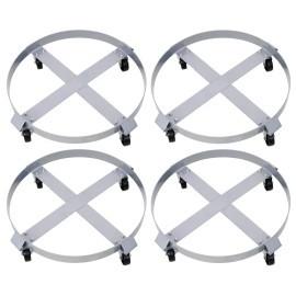 4pcs Heavy Duty Steel Frame Drum Dolly with 55 Gallon Drums 4 Swivel Caster Wheels for Workshops Factories WarehousesColor: as Pic Color