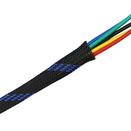 30ft PET Expandable Sleeving Wire Cable Sleeve (1/4", Steel Blue&Black)