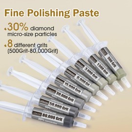 8 Pack Diamond Polishing Compound,Diamond Polishing Paste 80000 to 500 Grit with 30% Concentration of Diamond Powders,Lapping Compound for Glass Metal Marble Rock Watch Jewelry Scratch Remover Repair