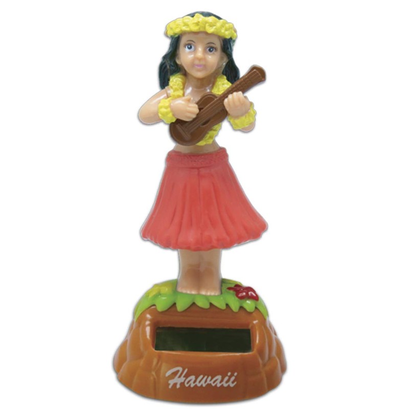 Hula Girl with Ukulele Solar Doll