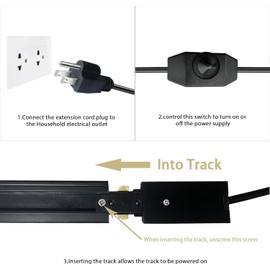 Bravsekai Track Lighting Live End Cord Kit with Dimmer Switch, 4.92FT H Track Live End Feed Connector, Suitable for H Type Single Circuit 3-Wire-1 Track Lighting Systems