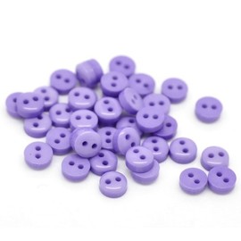 50 Plain Purple Round 2 Hole Sewing 6mm Buttons. Ideal for Crafts Like Scrapbooking, Cardmaking, Bling, Decoration