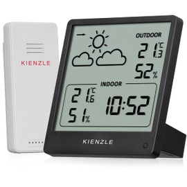 Kienzle Slim Wireless Weather Station, Slim Design, Temperature and Humidity Measurement, Weather Forecast, Max/Min Memory, Touch Lighting