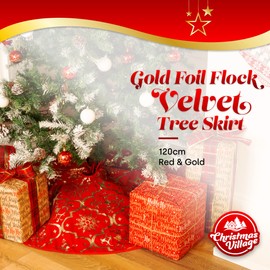 Christmas Village Fur Faux Tree Skirt Base Cover Mat perfect for Xmas, Parties, Holidays, Home Decor, Christmas Decorations, with Snowflake Design (White, 90cm)