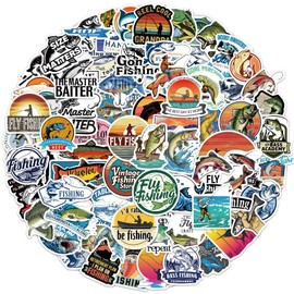 100Pcs Fishing Stickers - Fishing Themed Stickers for Kids Adults, Vinyl Waterproof Water Bottles Laptop Car Stickers
