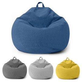 Chingcoo Sitzsack für Kinder und Erwachsene, nur Bezug (ohne Füllung), Sitzsackstuhl für Schlafzimmer, Büro, Wohnzimmer, Terrasse (Blau,100x120cm)