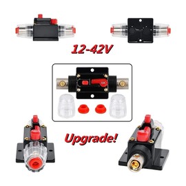 ANJOSHI 50 Amp Resettable Fuse Holder Circuit Breaker, with Manual Reset Waterproof Switch for RV Car Audio Marine Boat Motor Truck Inverter Home Solar System Replace Fuse 20A-150A/12V-42V DC (50A)
