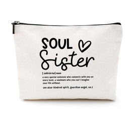 CQM Soul Sister Gifts for Women Makeup Bag Best Friend Birthday Gifts Sister Gifts Cosmetic Bag Friendship Gifts Bestie Gifts for Women Girls Sisters Travel Toiletry Bag Christmas Graduation Gifts