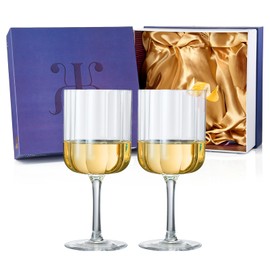 Flower Vintage Wine Glassware - Set of 2-13 oz Colorful Cocktail, Martini & Champagne Glasses, Prosecco, Mimosa Glasses Set, Cocktail Glass Set, Bar Glassware Luster Glasses 7" X 3" (Clear)