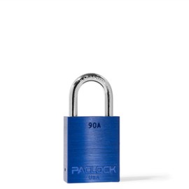 PACLOCK's 90A-Series Padlock, 1-3/16" Tall Hardened Steel Shackle, High Performance 6-Pin Cylinder, Keyed Differently w/ 2 Keys, Blue