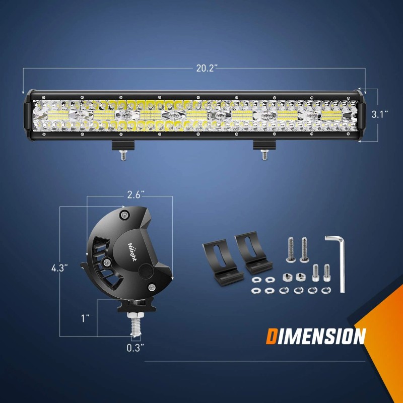 Nilight 20 Inch 420W Led Light Bar Triple Row White