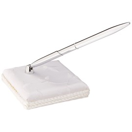 Lillian Rose Embroidery Elegant Satin Square Pen Set, 3.25-Inch, White