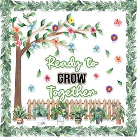gisgfim Greenery Classroom Tree Bulletin Board Decoration Set Motivational Plant Potted Tree Classroom Wall Bulletin Decor Eucalyptus Grow Cutouts for Office Home Decor Back to School Teacher Supplies