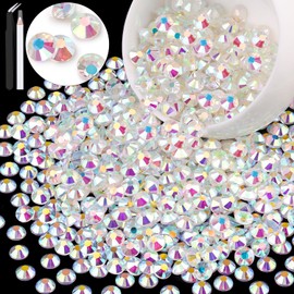 600PCS SS30/6mm Crystal Rhinestones (Transparent AB), Bedazzling Flatback Glass Rhinestones for Crafting DIY Nail Art Makeup Decoration, Gems Diomand Charms for Tumbler Shoes Clothing Mug