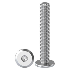 Drenky M8 Rounded Head Screws, Stainless Steel Screws, Pack of 10 Screws with Hexagon Socket Flat Head Screws Thread Screws M8 x 60 mm Screw for Household, Construction, Machinery, Motor Vehicles