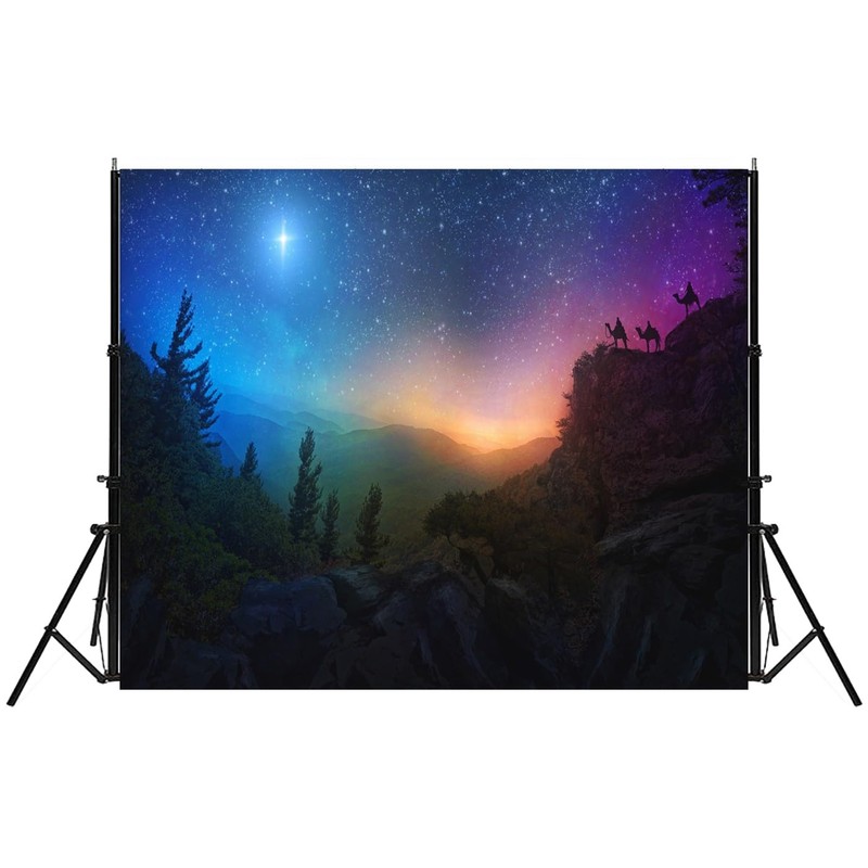Fmarui 5x3ft Nativity of Jesus Backdrop Three Wise Men Follow