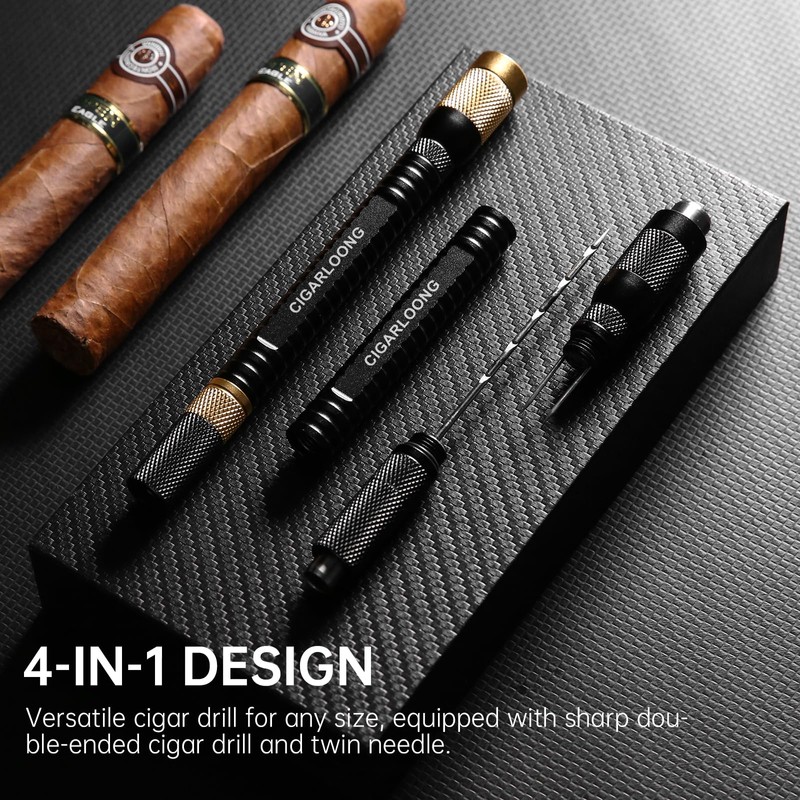 Cigar Punch 4-in-1 Cigar Punch, Draw Enhancer Tool for Dual-Size