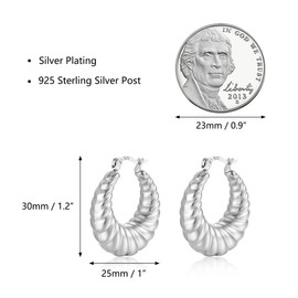 ASH'S CHOICE Hoop Earrings 925 Sterling Silver, Hoop Earrings Oval Gold for Women, Drop Earrings Small Lightweight Chunky Earrings Hoop Earrings, Hypoallergenic Hoop Earrings for Girls Gifts, Sterling