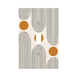 Beige Geometric Boho Mid Century Abstract Art Sun Toggle Light Switch Cover Retro 70S Orange Minimalist Arch Decorative 1-Gang Wall Plate Electrical Single Device Switch Face Wallplate Standard Size