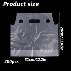 200 Pack Clear Drinking Bags Handle Drinking Packaging Poly Bag for Beverage, Juice, Coffee, Stores, Hold 2 Cups, 12" L x 11"