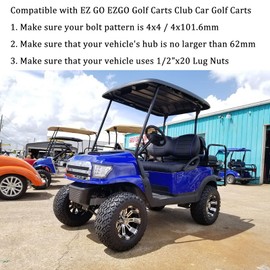 HHCSOP 4x4 Golf Cart Wheel Spacers, 2 inch ATV Wheel Adapters for EZ GO EZGO Club Car, 4PCS 4x101.6mm Wheel Spacer Hub Bore 62mm with 1/2" Studs