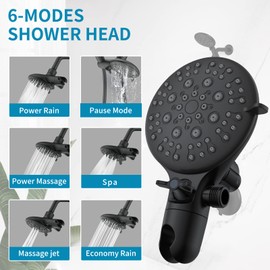 GIVINGTREE Shower System with 6 Mode Bathtub Handheld Showerhead & Rain Shower Combo Set, 2 in 1 Shower Head Combo,Matte Black