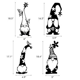 Atyhao Garden Gnome Silhouette, Steel Stakes Standing Gnome Decorations Cute Silhouette Decor Outdoor Cute Handmade Yard Art Silhouette,Garden Decor Silhouette for Home Lawn (A)