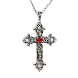 QTMY Diamond Cross Pendant Long Necklace for Women Jewelry, Rhinestone