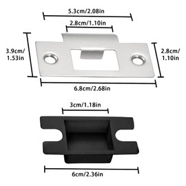 10 Sets Stainless Steel Door Strike Plate with Dust Box & Matching Screws, Heavy Duty Security Door Reinforcement Kit, Deadbolt Cover Plate for Wooden Doors/Sheds/Garages (68x28mm)