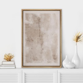 SIGNWIN Framed Canvas Print Wall Art Faded Textured Brown & White Color Blocks Abstract Illustrations Minimalism Contemporary Nordic Decorative for Living Room, Bedroom, Office - 16"x24" Natural