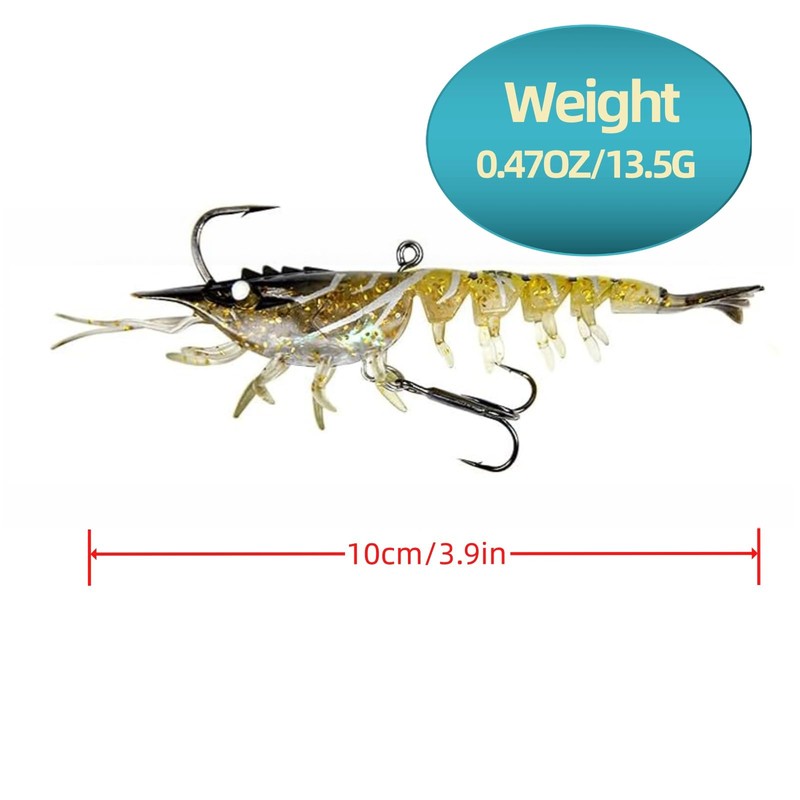 AmazingRose Lifelike Shrimp Crayfish Swimbait, bass Lures,Pre-Rigged Fishing Jigs for