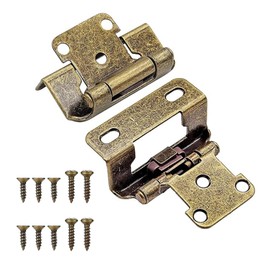 Self-Closing Cabinet Door Hinges, 1/2" Overlay Kitchen Cabinet Door Hinges, Semi-Concealed Flush Face Mount Hinges (Bronze 2 Pairs)