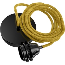 Hoopzi - Pendant Light 1 Flamming - 2.5 m Textile Cable - 1 x E27 Socket - Vintage, Industrial for Dining Table, Living Room, Dining Room, Room, Bedroom, Kitchen