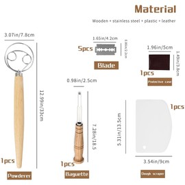 Dänischer Teig Schneebesen, Taozoey Teigmesser Bäckermesser, Brot Lahm, Teigritzmesser Bäcker, Baguettemesser mit Rasierklinge, Bäckermesser Brotklinge, Brot Ritzmesser,Dänischer Schneebesen Edelstahl