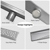 Naiture Brushed Stainless Steel 18" Rosa Linear Shower Drain