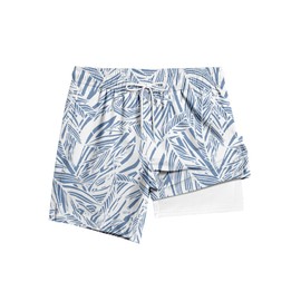 TENGINE Men's Swim Trunk 5" with Compression Liner 5 Inch Quick Dry Board Shorts Zipper Pocket