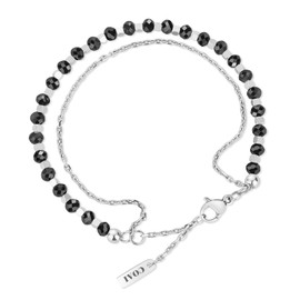 COAI Black Tourmaline Bracelet for women, Stainless Steel Double Layer Crystal Bracelet for Women