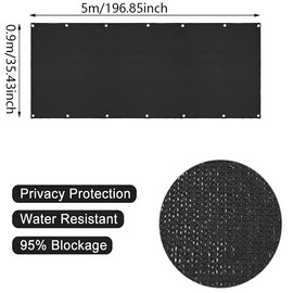 3 x 16.4 ft Balcony Privacy Screen Cover Fence Mesh Windscreen Shade Fabric Cloth Protection Premium UV Canvas for Balconies Terraces Sun Heat Insulation Backyard Patio with Cable Ties